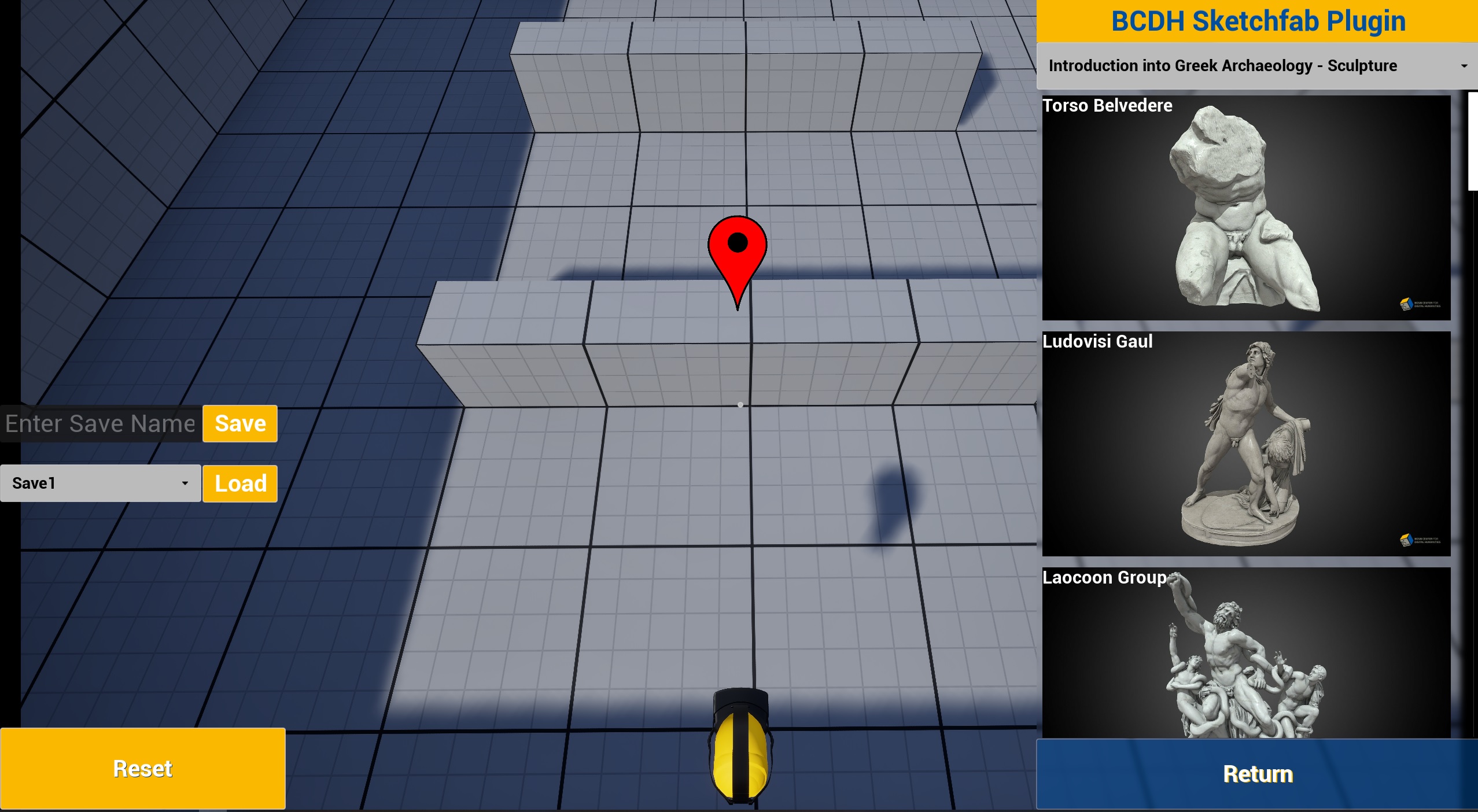 View of the Sketchfab plugin in the VR application