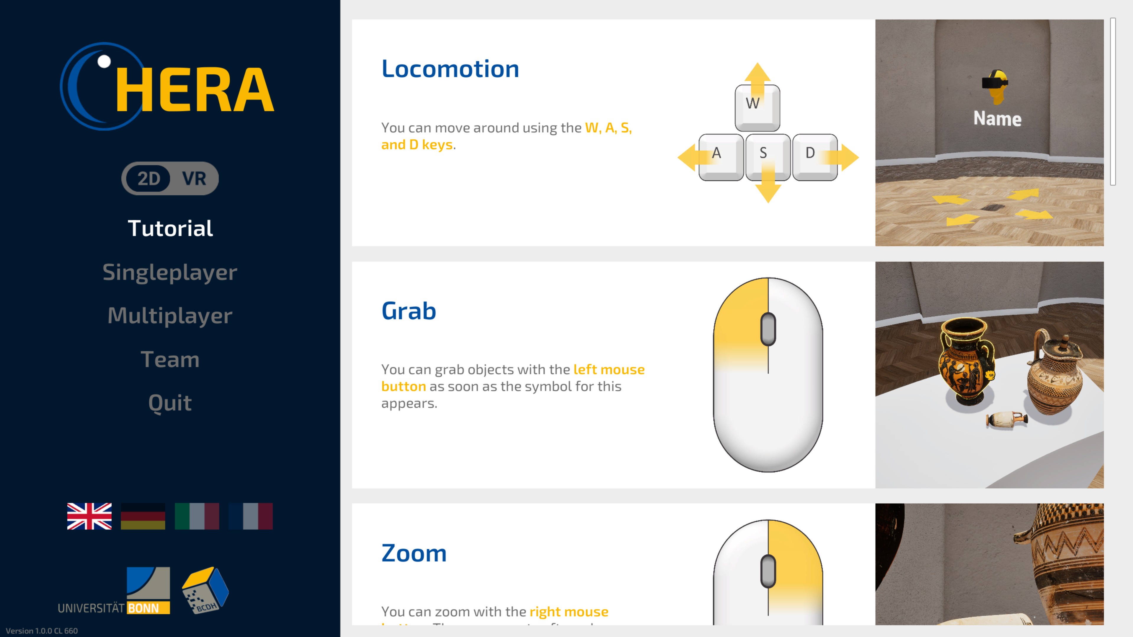 Visual overview of the controls in 2D mode